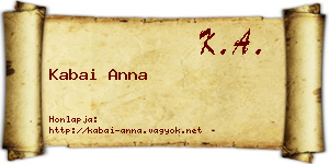 Kabai Anna névjegykártya