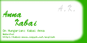 anna kabai business card